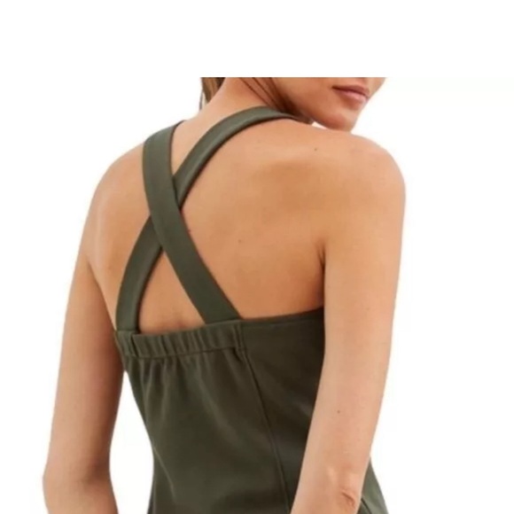 Anthropologie Porridge Seamed Cross Back Moss Green Tank Size Large $70 - Picture 3 of 4